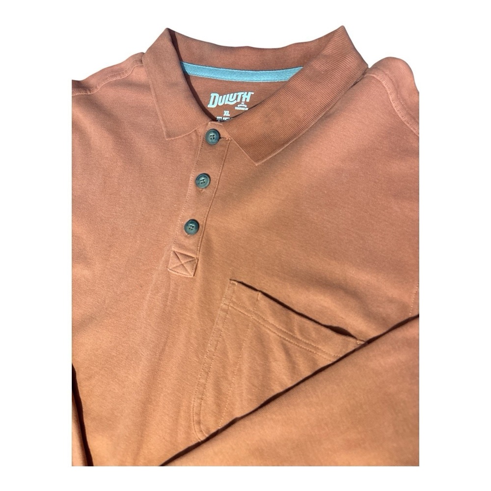 Duluth Trading Co LOT Of 2 Mens Rust/Navy Pull Over LS Collared Polo Size XL